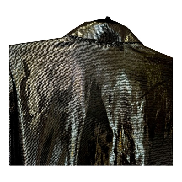 RETRO VINTAGE CONTEMPO CASUALS GOLD METALLIC LONG-SLEEVE OVERSIZED BUTTONED N sz - Picture 9 of 12